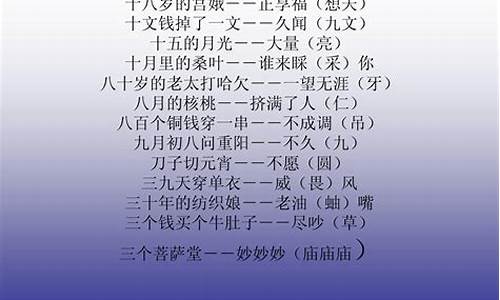 有趣的谐音歇后语大全_有趣的谐音歇后语大全20个